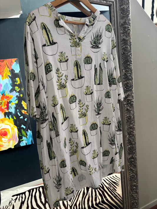 HEART IDEA cactus linen dress