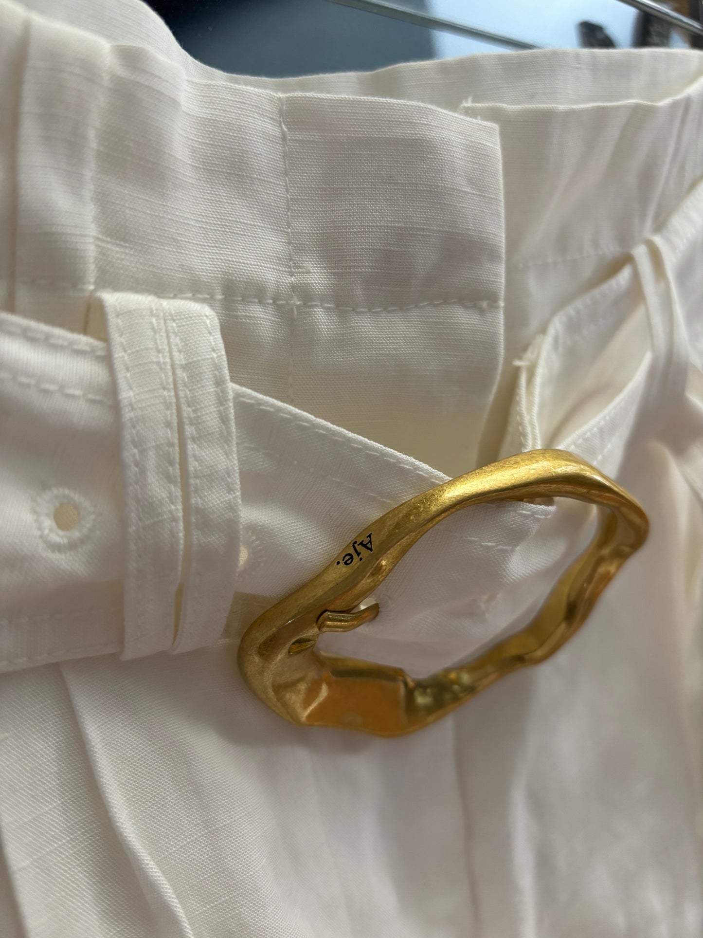 Aje  Botanical Trim Ivory Embroidered High Waist Shorts