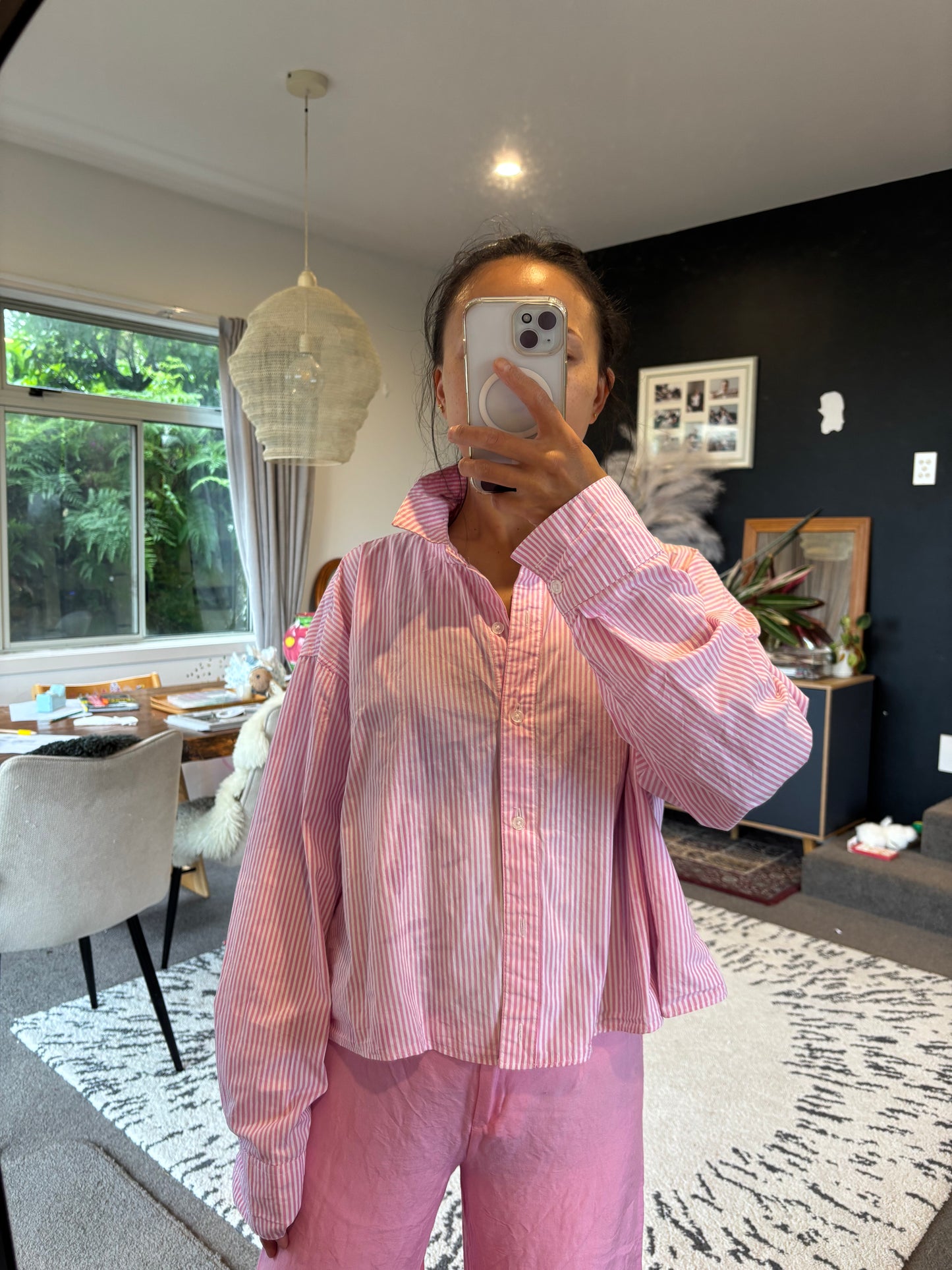 GLASSONS pink stripe short shirt